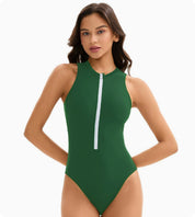 Melania Bramshaw | Zip Front High Neck One-Piece Swimsuit For Women
