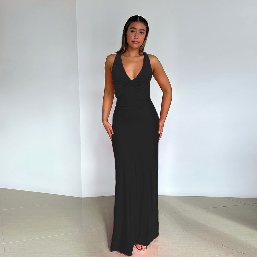 Mafalda Hunbrook | Silky Cross-Back Maxi Dress For Women