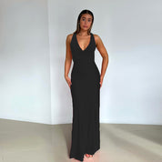 Mafalda Hunbrook | Silky Cross-Back Maxi Dress For Women