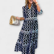 Beatrix Sterling | Chain Print Tiered Midi Dress For Women