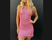 Marta Talgate | Fringe Hem Knit Mini Dress For Women