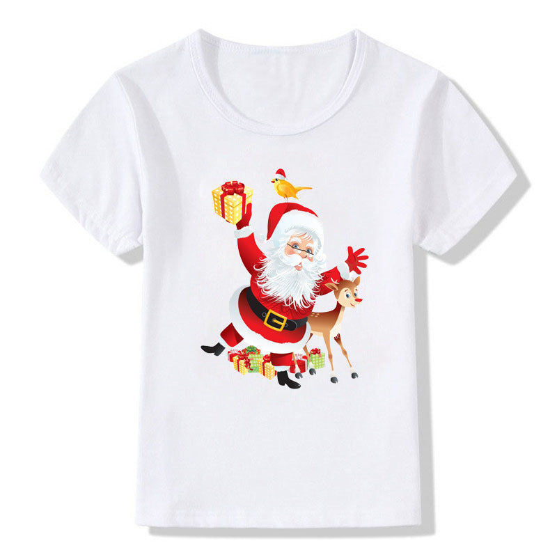 Merry Ember | White Santa Reindeer Christmas T-Shirt Unisex