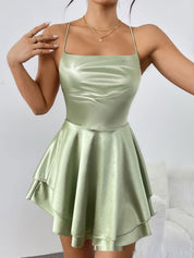 Olivia Martin | Satin Cowl Neck Mini Dress For Women