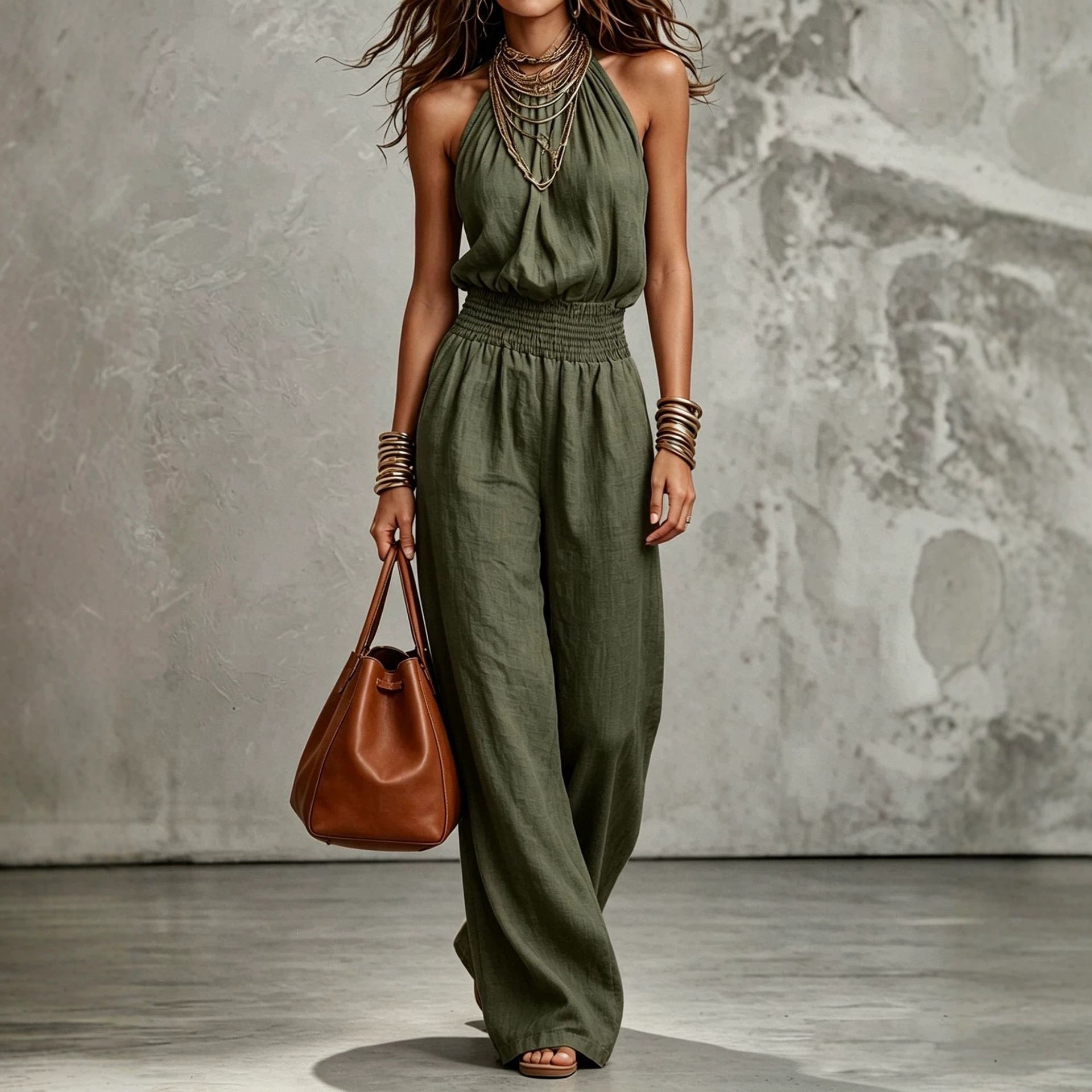 Sienna Murphy | Halter Wide-Leg Jumpsuit For Women