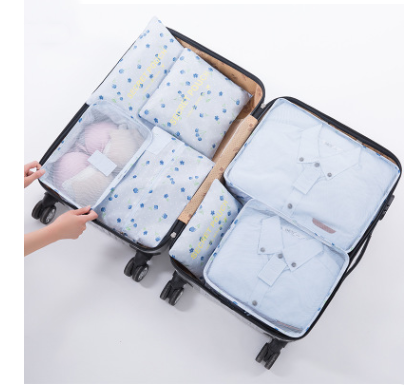 6-Piece Waterproof Packing Cubes Set - Cherry Blue