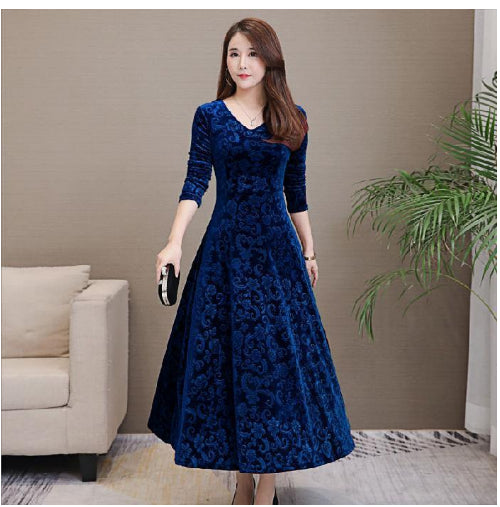 Elise Campbell | Embossed Velvet Midi Dress For Women