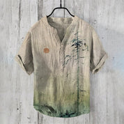 Filippo Rushcombe | Art Print Linen-Look Short Sleeve Shirt For Men
