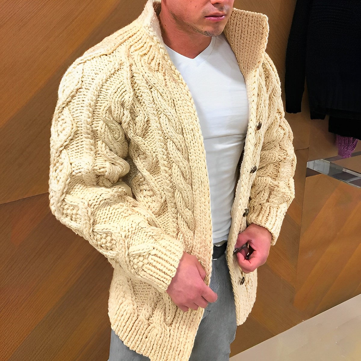 Leonardo Voss | Chunky Knit Zip Cardigan For Men
