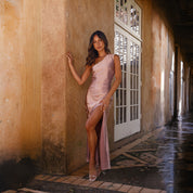 Maddalena Gilstone | One-Shoulder Satin Slit Maxi Dress For Women