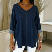 Clarissa Dunmore | Relaxed Denim V-Neck Top For Women