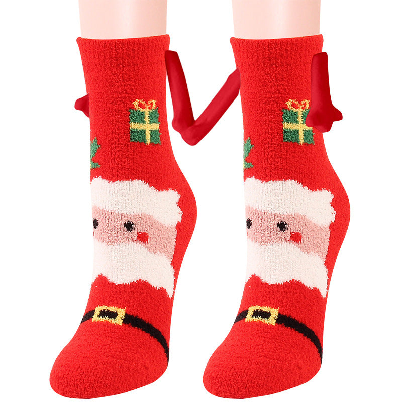 Ember | Red Santa Magnetic Christmas Socks Unisex & Couples