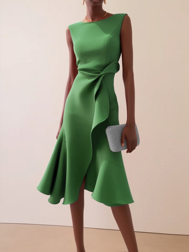 Piera Normore | Asymmetric Ruffle Midi Dress For Women