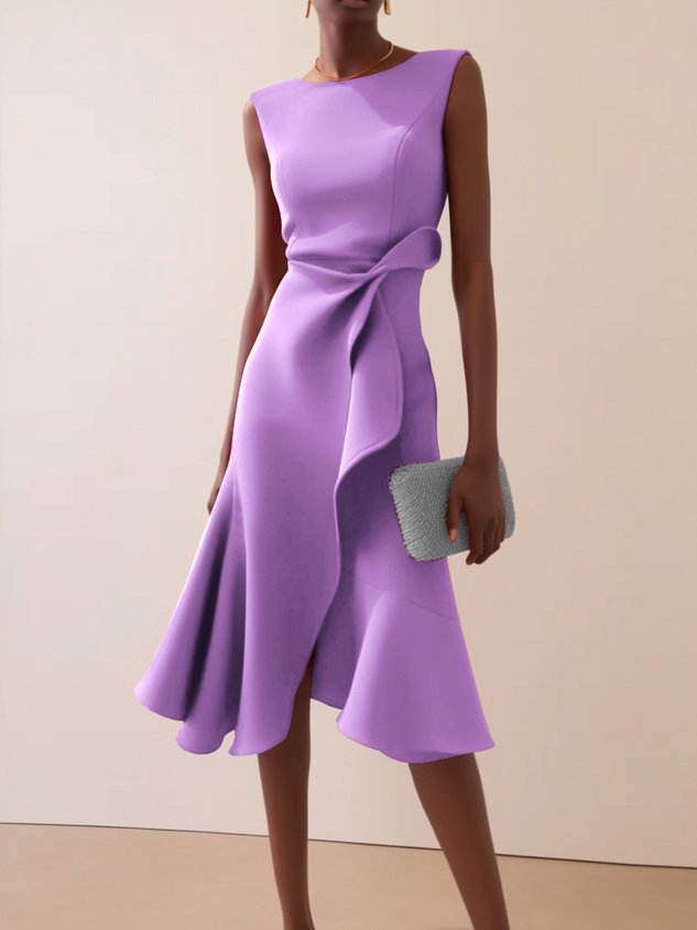 Piera Normore | Asymmetric Ruffle Midi Dress For Women