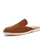 Silvio Tamworth | Rust Suede Backless Loafers For Men