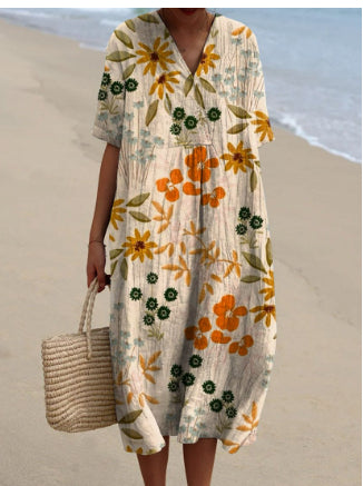 Bice Tidmore | Floral Print V-Neck Midi Dress For Women