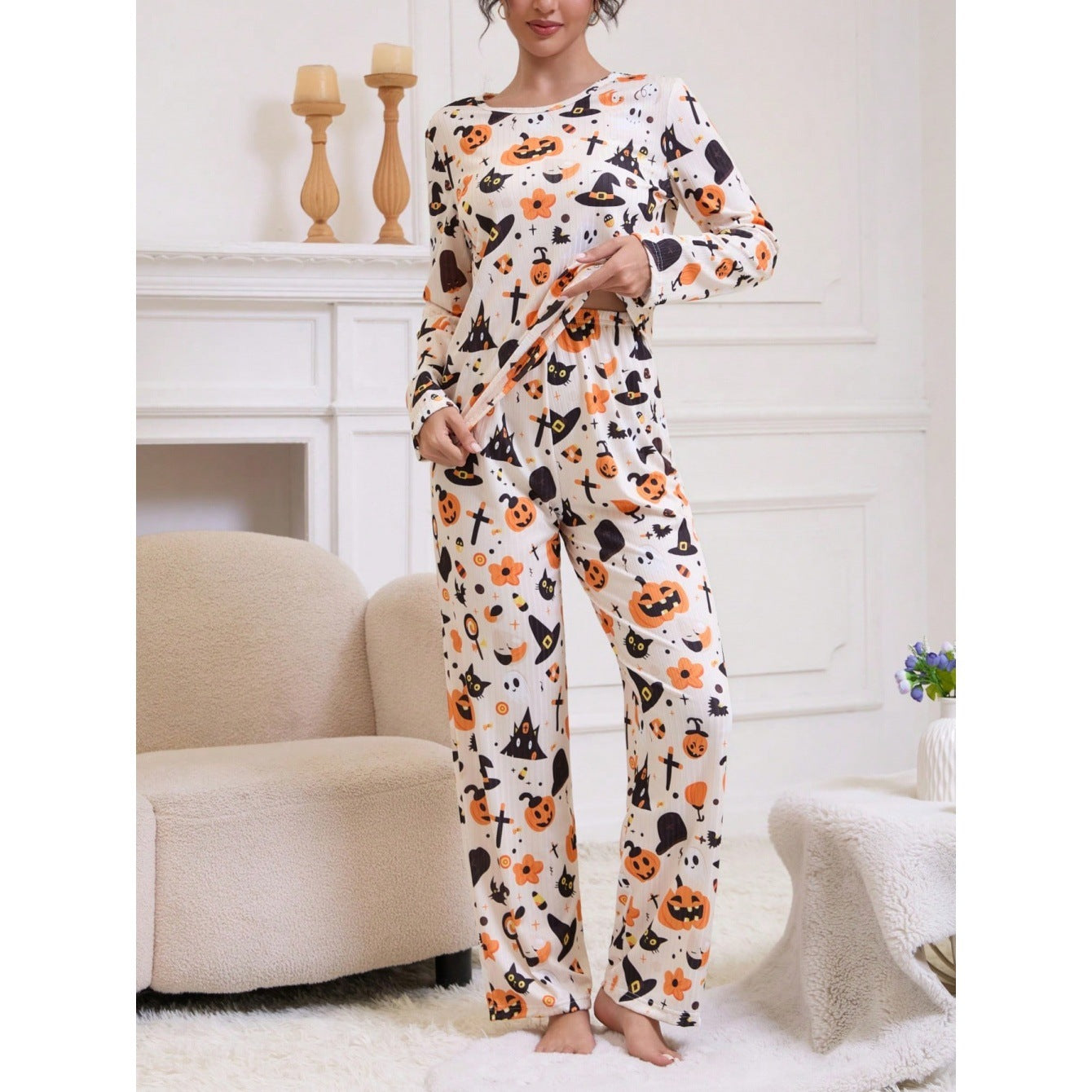 Spooky Hollow | Pumpkin Ghost Halloween Pyjamas For Women