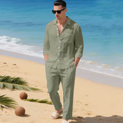 Valerio Gilgate | Linen-Look Shirt And Trousers Set For Men