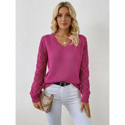 Elodie Laurent | Elegant V-Neck Knit Sweater For Women