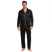 Tommaso Belcombe | Satin-Look Piped Long Sleeve Pyjama Set For Men