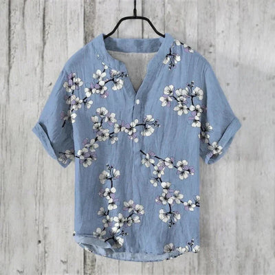 Filippo Rushcombe | Art Print Linen-Look Short Sleeve Shirt For Men