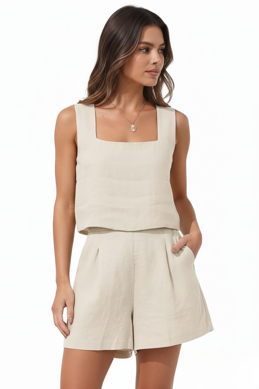 Sabrina Moreau | Linen Two Piece Set For Women