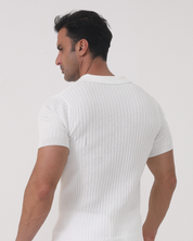 Luca Bianchi | Ribbed Knit Polo with Sculpted Fit For Men