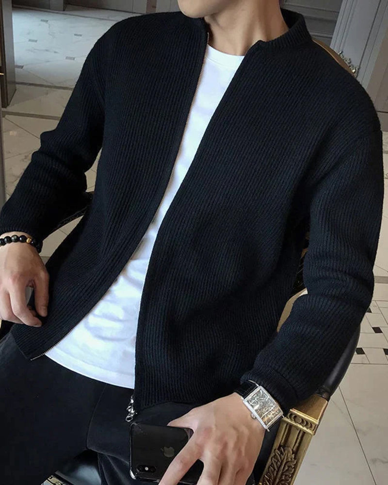 Matteo Bellini | Ribbed Zip Cardigan with Refined Comfort For Men