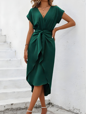 Sienna Valmont | Elegant Wrap Midi Dress For Women