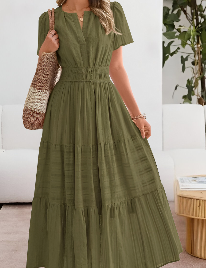 Chloe Evans | Tiered Flutter-Sleeve Maxi Dress For Women
