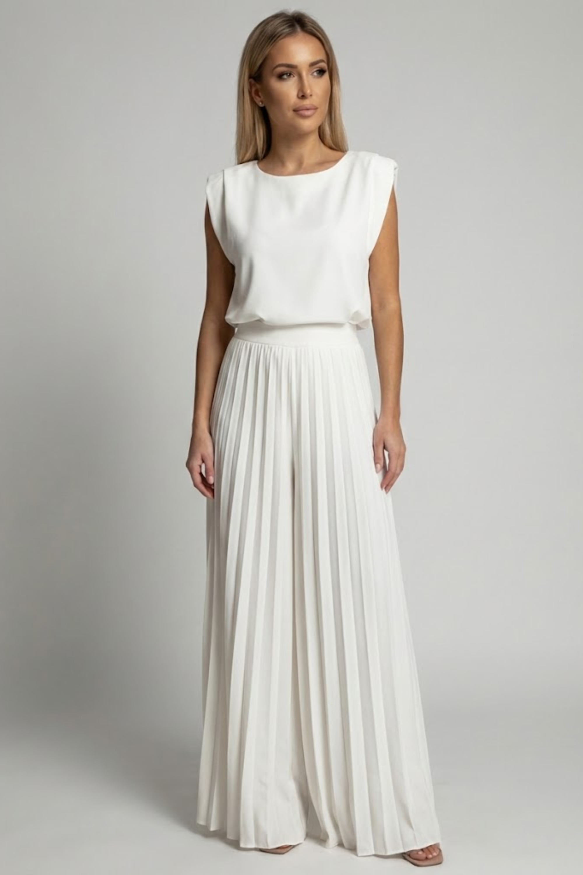 Celeste Whitmore | Pleated Wide-Leg Two-Piece Set For Women