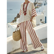 Lily Evans | Striped Linen Two-Piece Set For Women