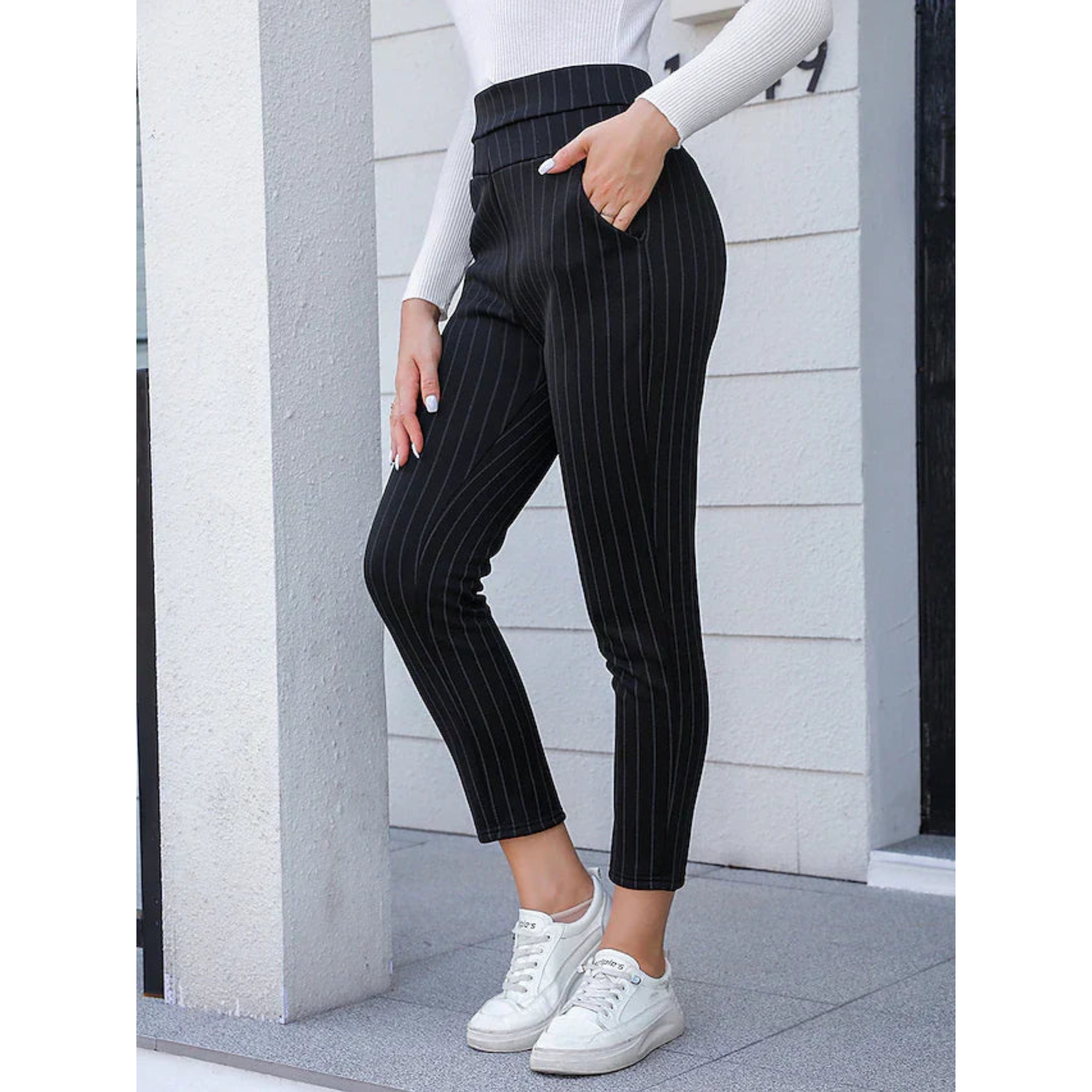 Olivia Evans | High-Waist Stretch Tapered Trousers For Women