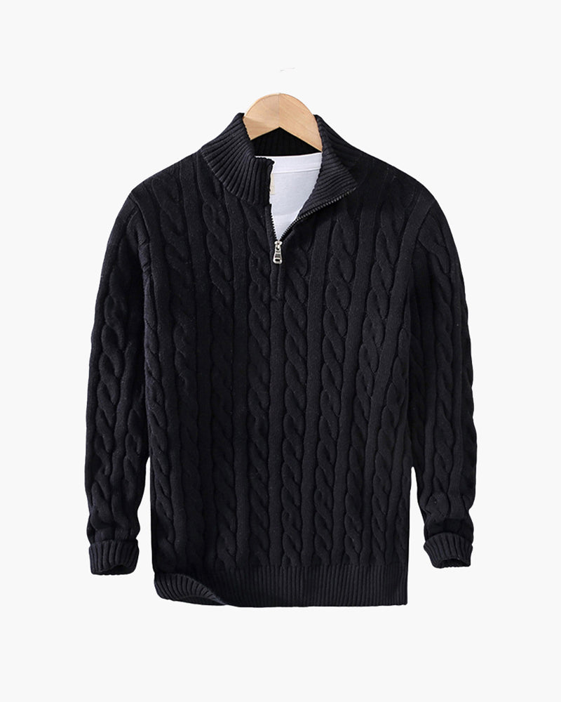 Francesco Bellandi | Cable Knit Half-Zip Sweater with Classic Texture For Men