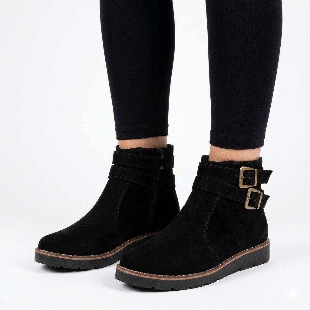 Sienna Bellucci | Orthopedic Suede Buckle Boots For Women