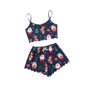 Snow Angel | Black Santa Baby Print Christmas Pyjamas For Women