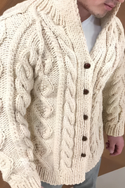 Leonardo Voss | Chunky Knit Zip Cardigan For Men