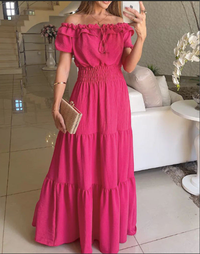 Matilde Malmere | Off-Shoulder Shirred Tiered Maxi Dress For Women