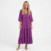 Eleanor Fairclough | Printed Maxi Dress With Puff Sleeves For Women