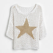 Charlotte Sheridan | Star Detail Crochet Knit Top For Women