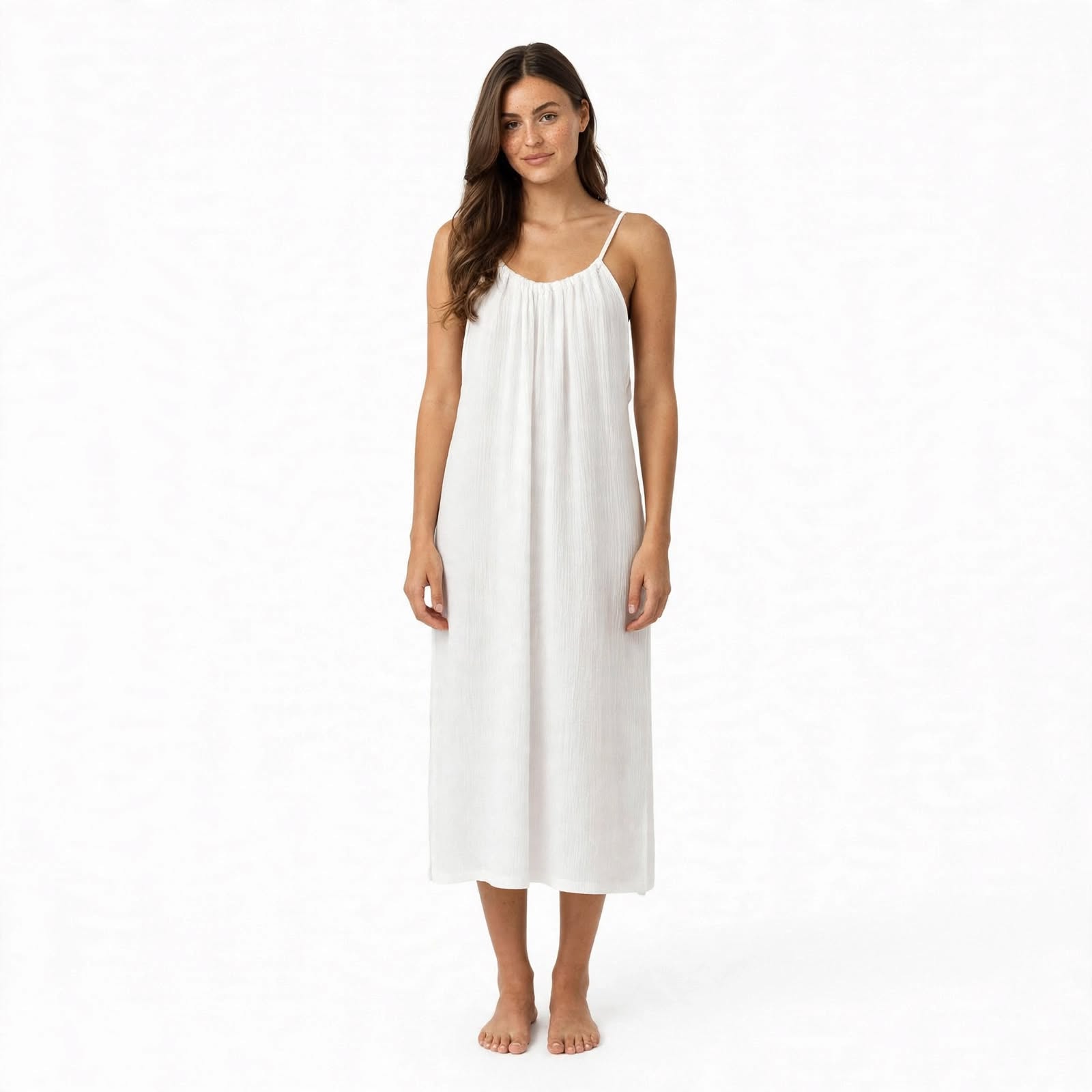 Elvira Belhurst | White Cotton Cami Maxi Dress For Women