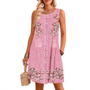 Scarlett Barnes | Denim Floral Print Midi Dress For Women