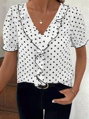 Bridget Fenwick | Color Block Blouse With Bubble Sleeves