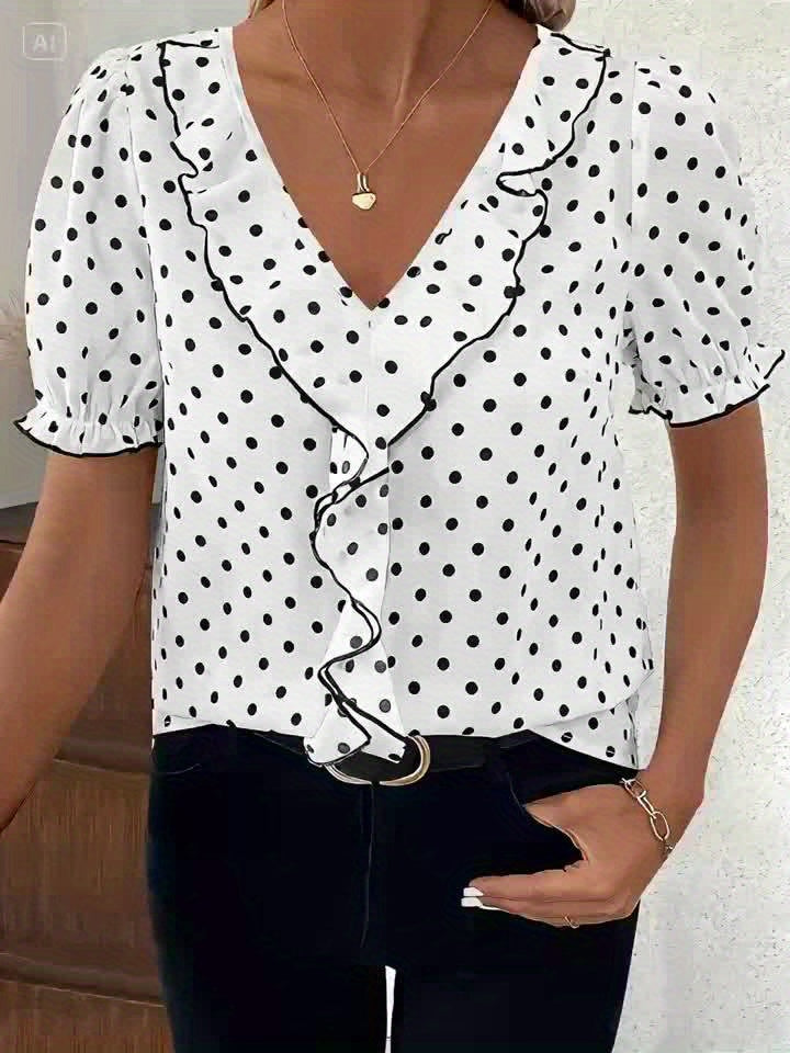 Bridget Fenwick | Color Block Blouse With Bubble Sleeves
