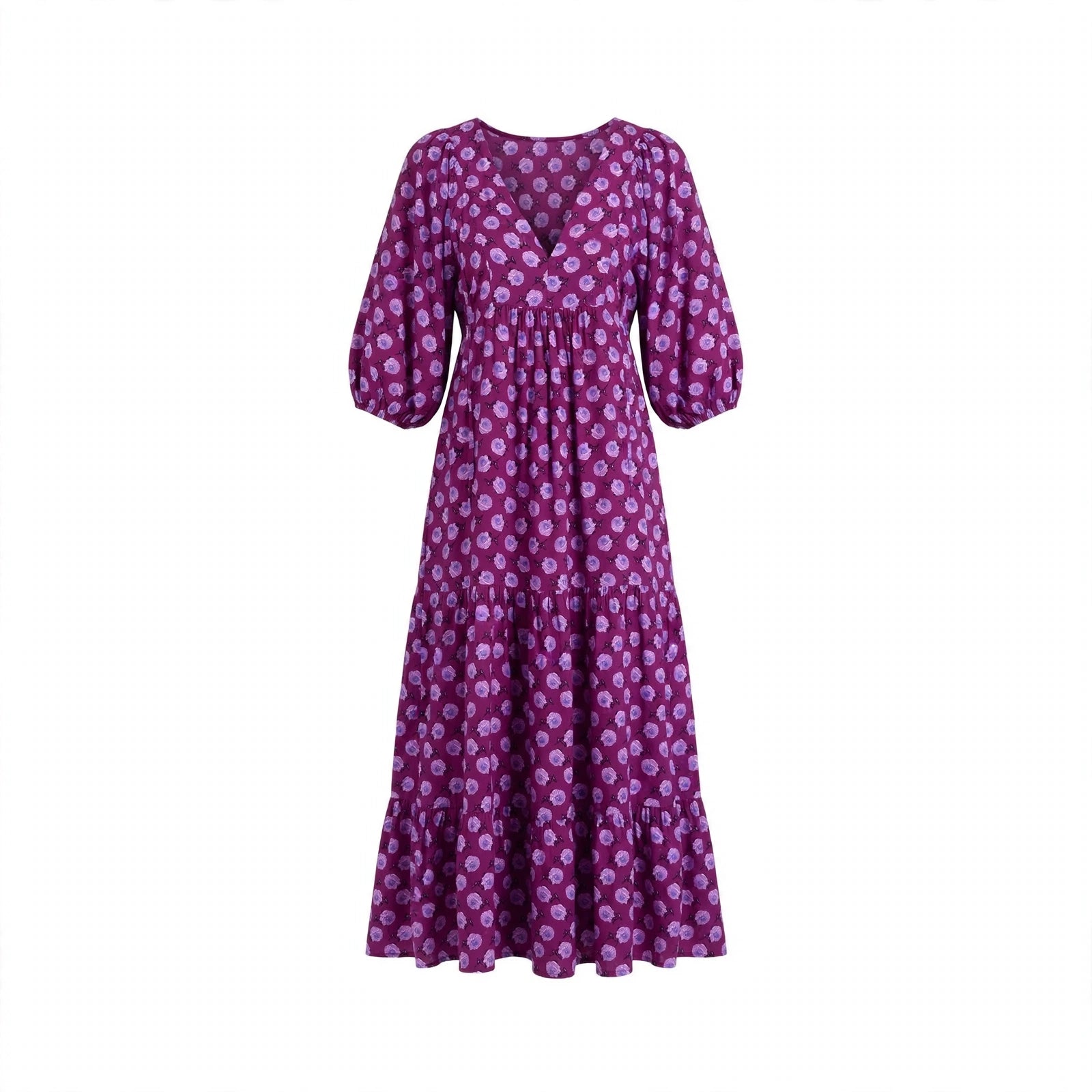 Eleanor Fairclough | Printed Maxi Dress With Puff Sleeves For Women
