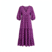 Eleanor Fairclough | Printed Maxi Dress With Puff Sleeves For Women
