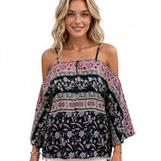NO CJ | Georgia Fitzpatrick | Bohemian Cold-Shoulder Blouse With Bell Sleeves For Women