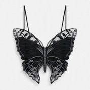 Harper Whitfield | Butterfly Embroidered Halter Crop Top For Women