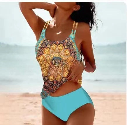 Grazia Rivham | Printed High Waist Tankini Set For Women