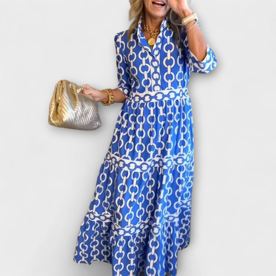 Beatrix Sterling | Chain Print Tiered Midi Dress For Women