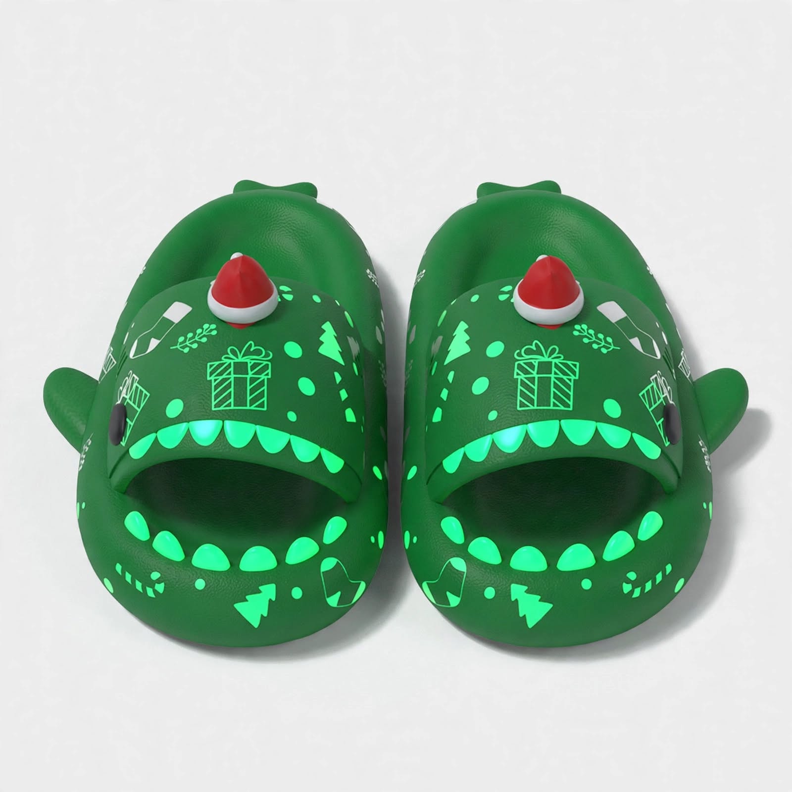 Frosty Morn | Red Glow-In-The-Dark Christmas Slippers For Women